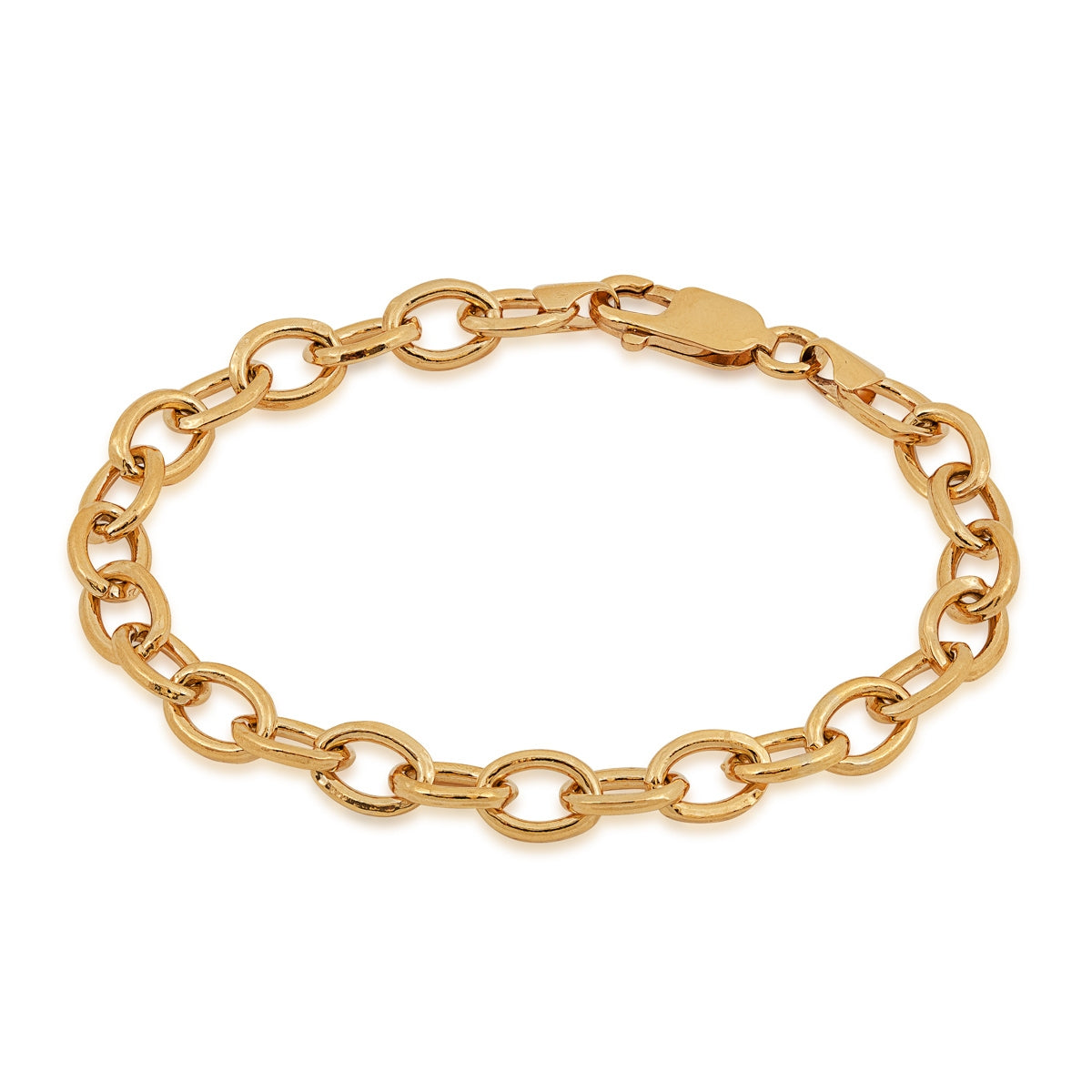6.8mm 7.5-inch 14K Yellow Gold Filled Oval Cable Chain Bracelet