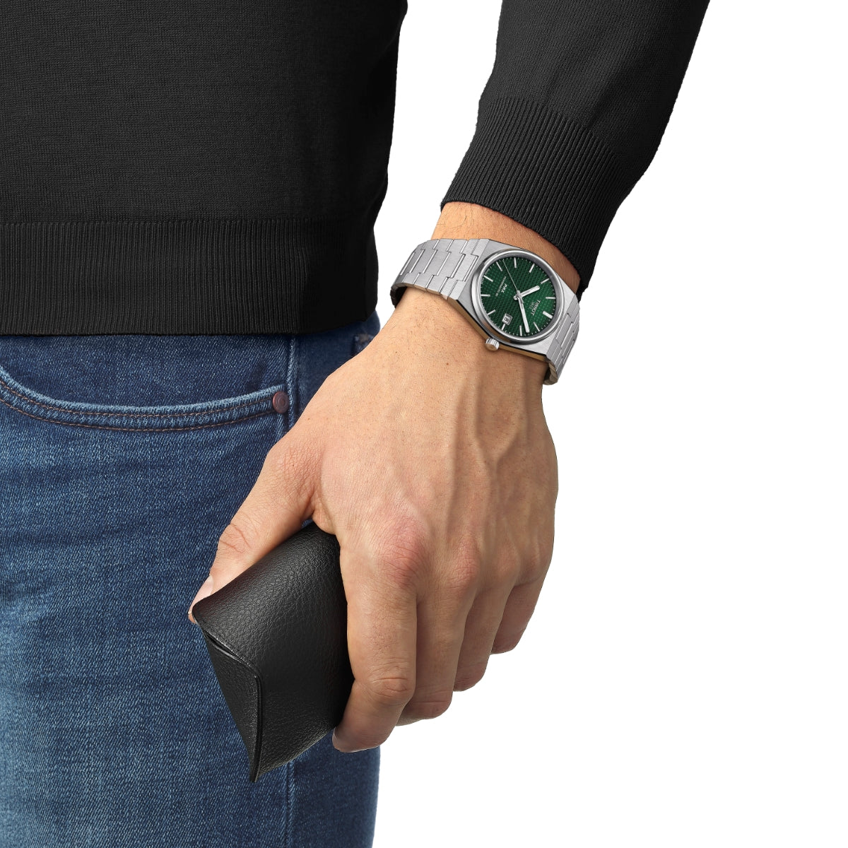 Tissot Men's PRX Powermatic 80 Stainless Steel Watch with Green Dial front view