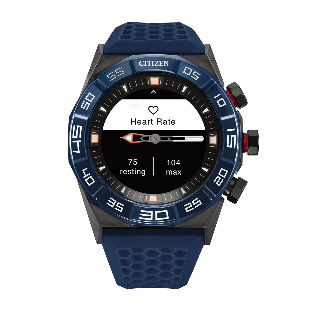 Citizen Hybrid Smartwatch with Black Dial & Blue Silicone Strap full view