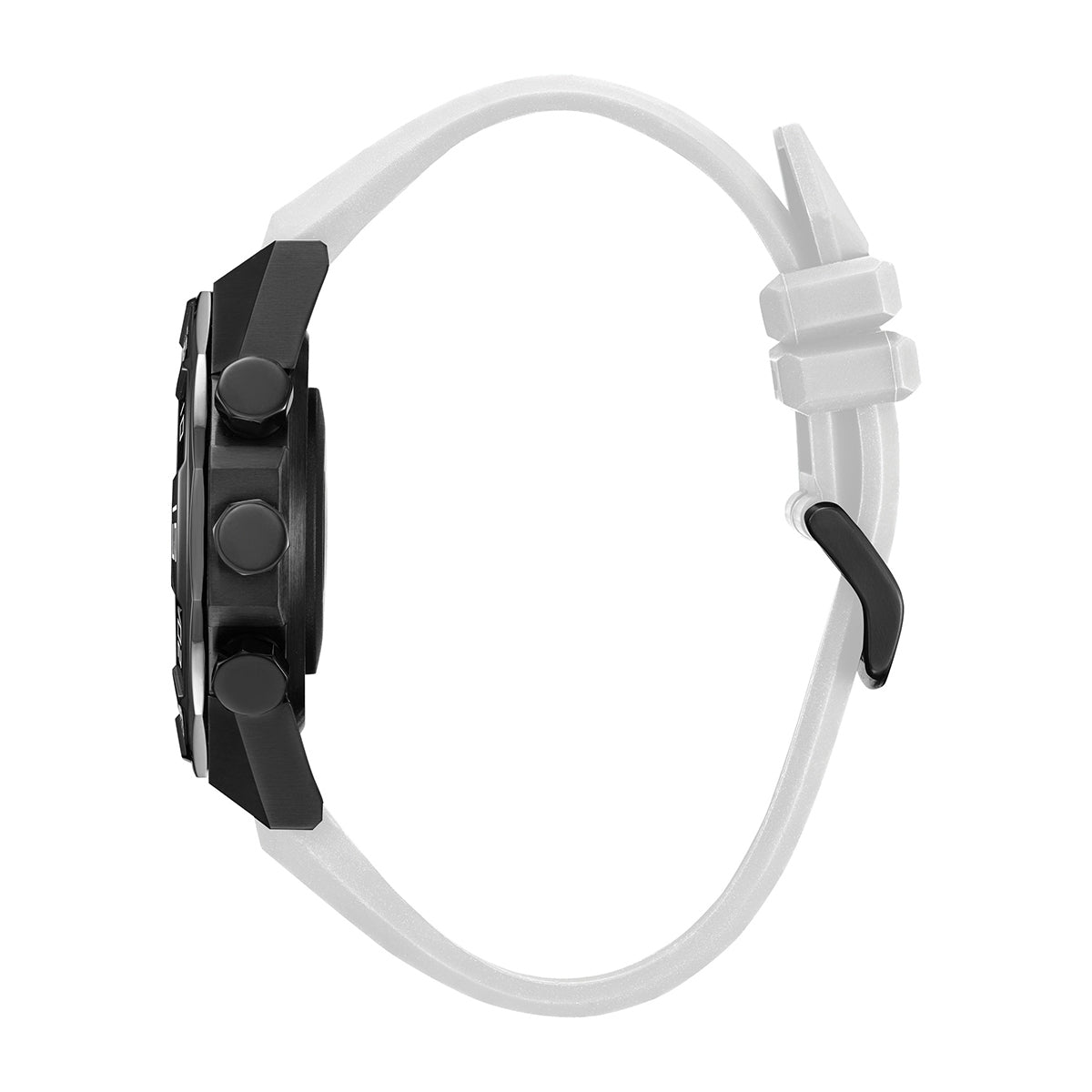 Citizen Hybrid Smartwatch with Black Dial & White Silicone Strap front view