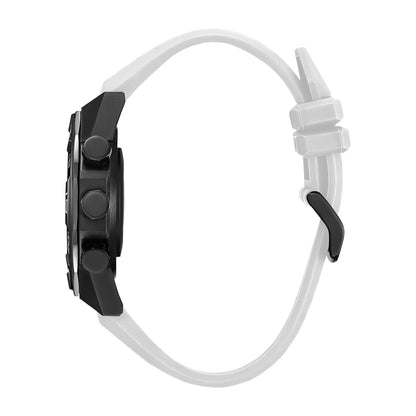 Citizen Hybrid Smartwatch with Black Dial & White Silicone Strap front view