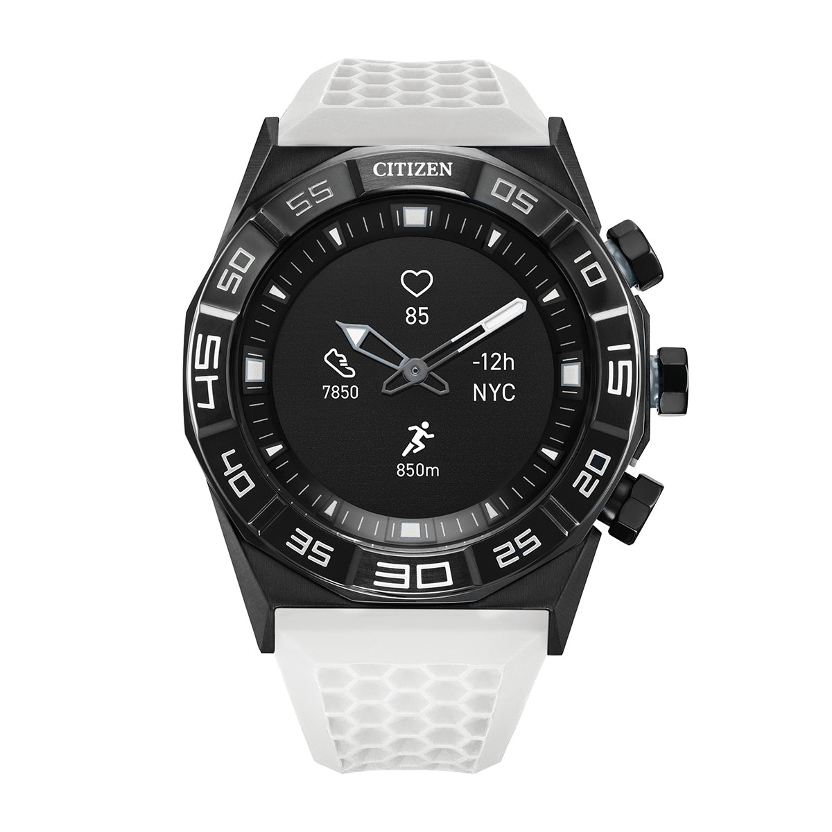 Citizen Hybrid Smartwatch with Black Dial & White Silicone Strap
