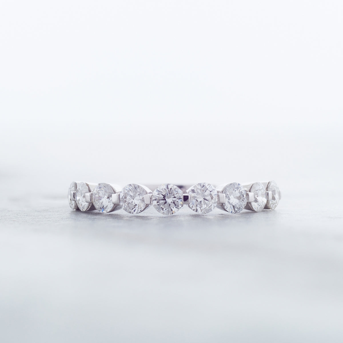 Adamante 1 ct. tw. Lab-Grown 9-Stone Diamond Shared Prong Anniversary Band in 14K White Gold side profile