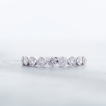 Adamante 1 ct. tw. Lab-Grown 9-Stone Diamond Shared Prong Anniversary Band in 14K White Gold side profile