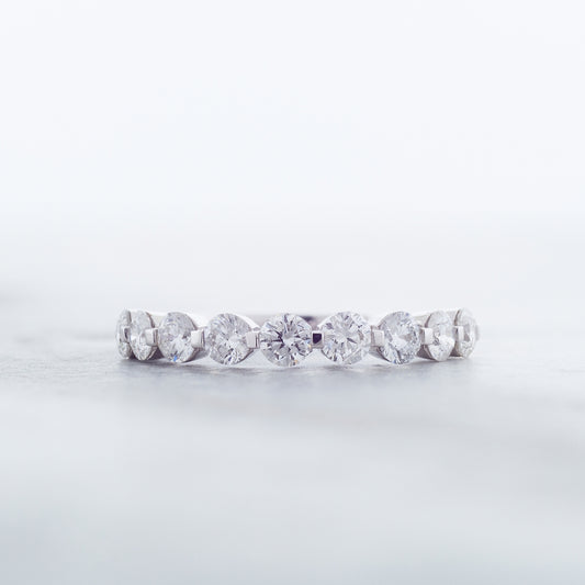Adamante 1 ct. tw. Lab-Grown 9-Stone Diamond Shared Prong Anniversary Band in 14K White Gold side profile
