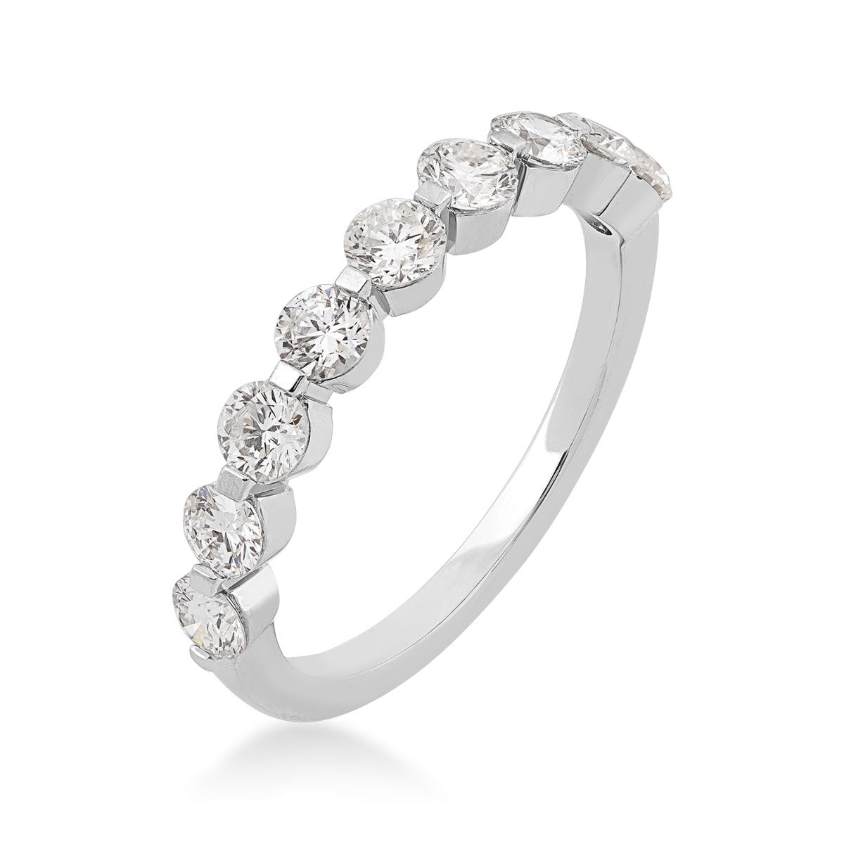 Adamante 1 ct. tw. Lab-Grown 9-Stone Diamond Shared Prong Anniversary Band in 14K White Gold front view