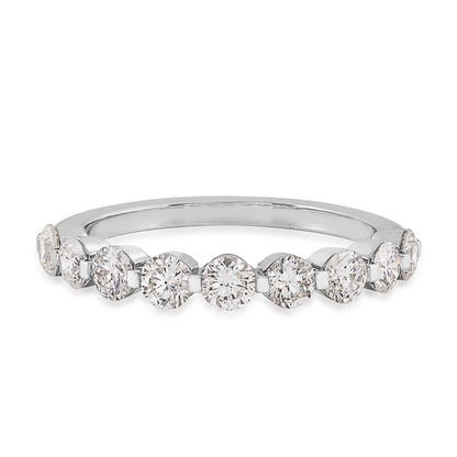 Adamante 1 ct. tw. Lab-Grown 9-Stone Diamond Shared Prong Anniversary Band in 14K White Gold close-up detail