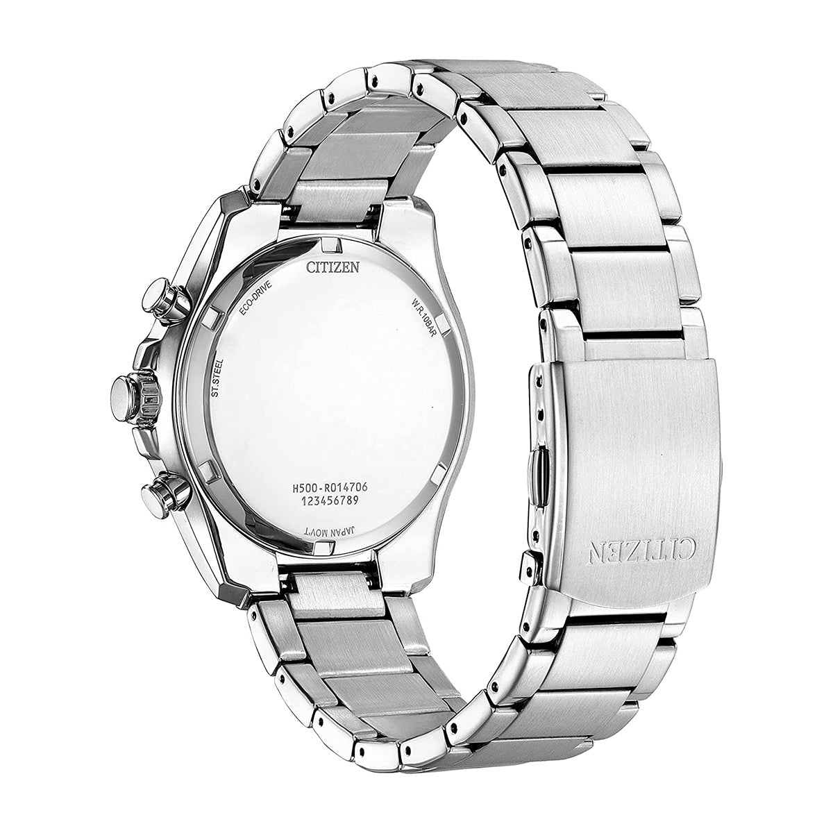 Citizen Eco-Drive Weekender Stainless Steel Watch with Blue Dial front view