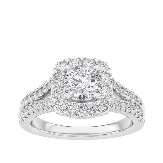 Adamante 1-1/2 ct. tw. Lab-Grown Round Brilliant Diamond Halo Split Shank Engagement Ring in 14K White Gold
