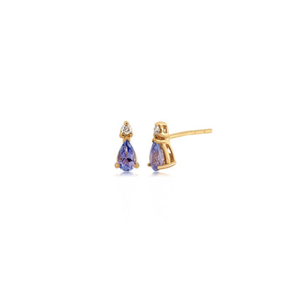Pear Tanzanite & Diamond Accent Earrings in 14K Yellow Gold