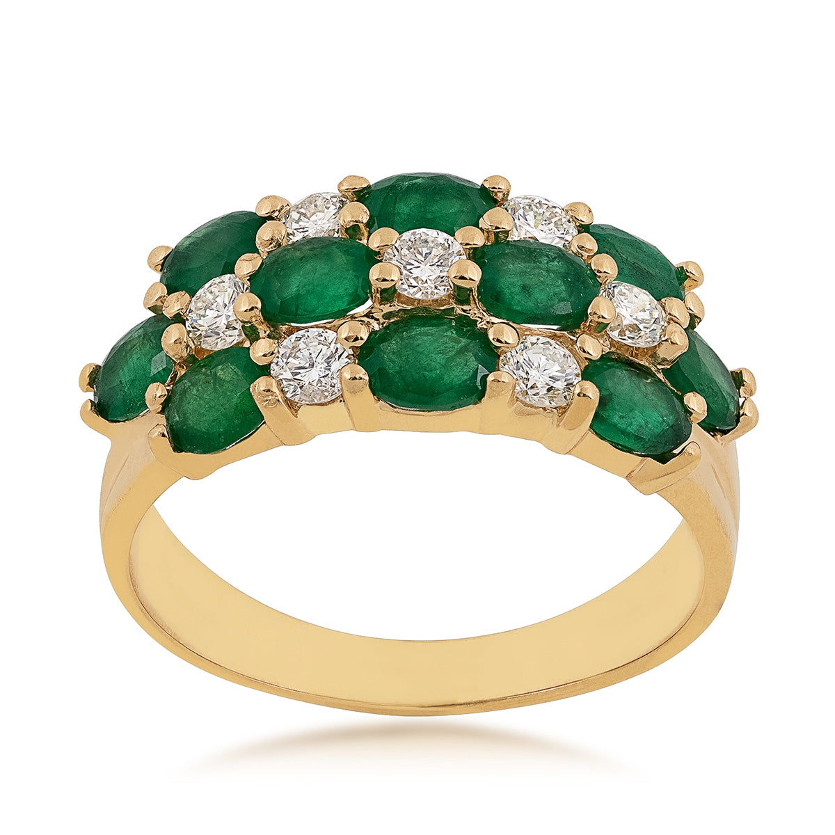 Oval Emerald & 1/2 ct. tw. Diamond Multirow Ring in 14K Yellow Gold
