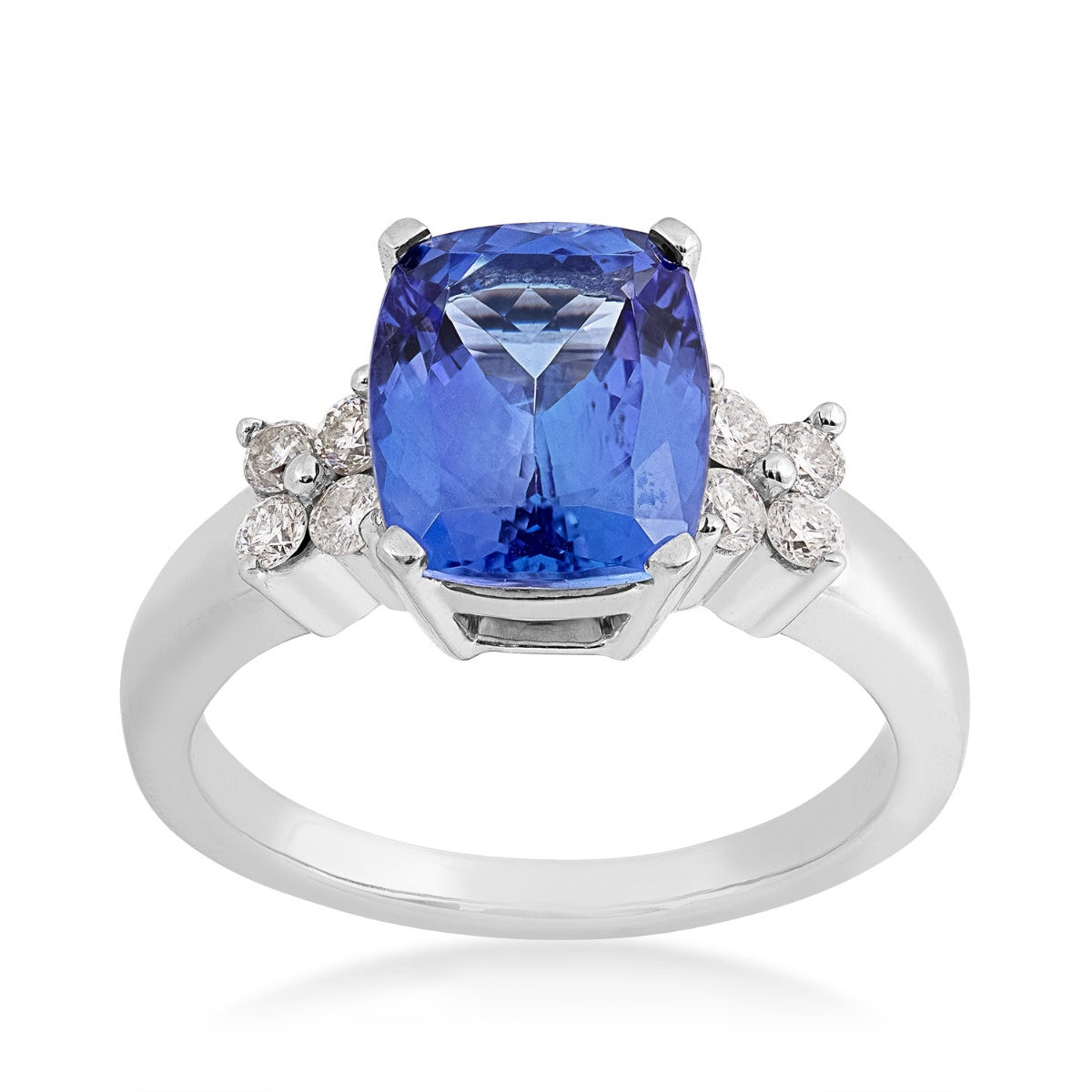 Cushion Tanzanite & 1/3 ct. tw. Diamond Ring in 14K White Gold