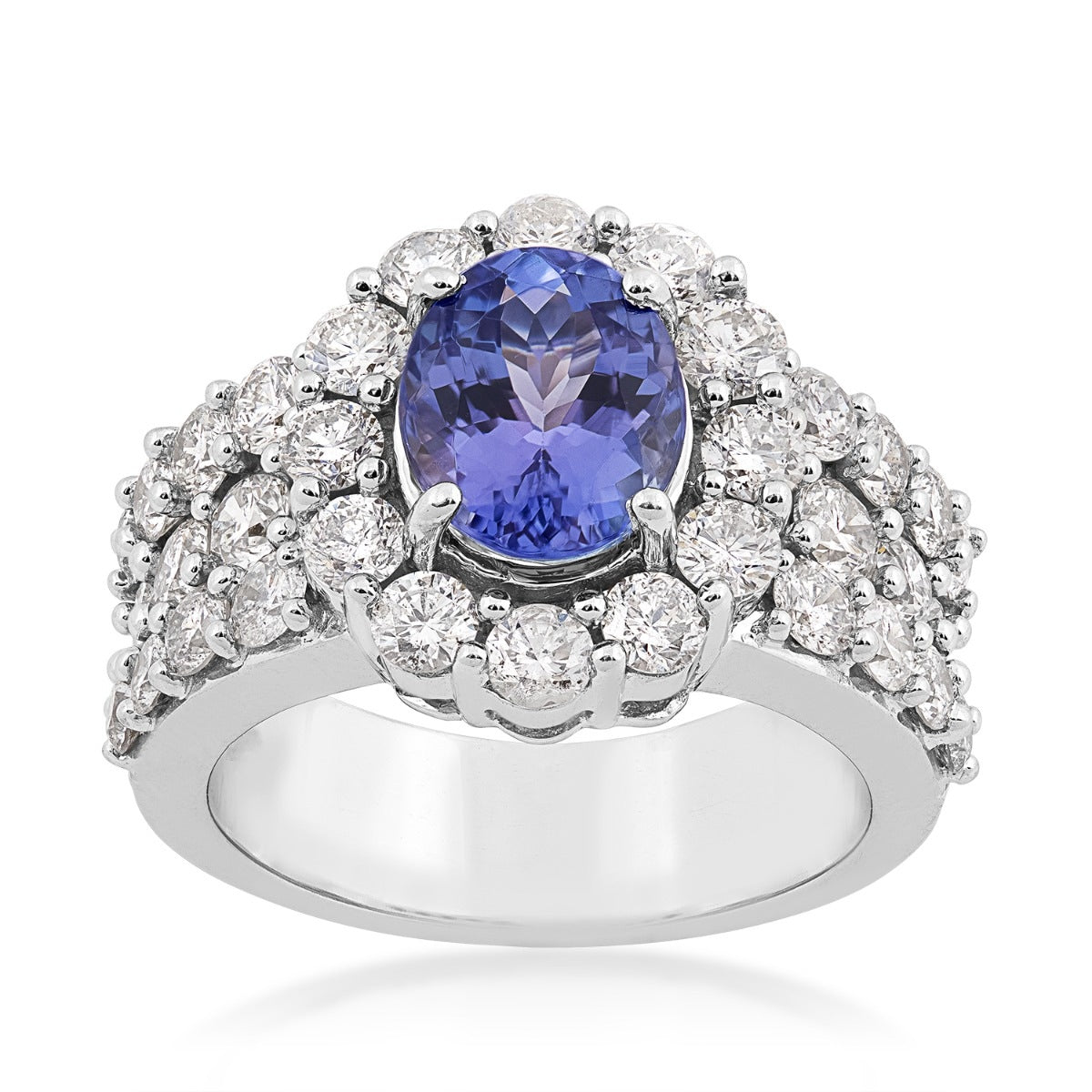 Oval Tanzanite & 2-7/8 ct. tw. Diamond Halo Ring in 14K White Gold