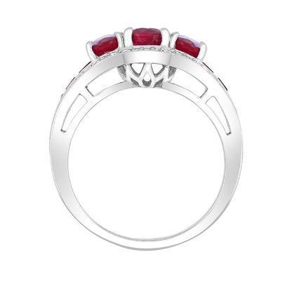 Oval Ruby & 1/4 ct. tw. Diamond Ring in 14K White Gold close-up detail