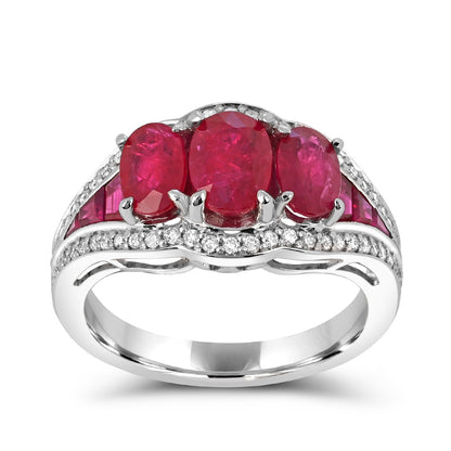 Oval Ruby & 1/4 ct. tw. Diamond Ring in 14K White Gold