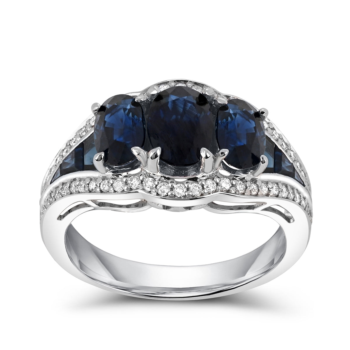Oval Sapphire & 1/4 ct. tw. Diamond Ring in 14K White Gold