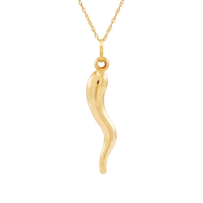Italian Horn Pendant in 10K Yellow Gold
