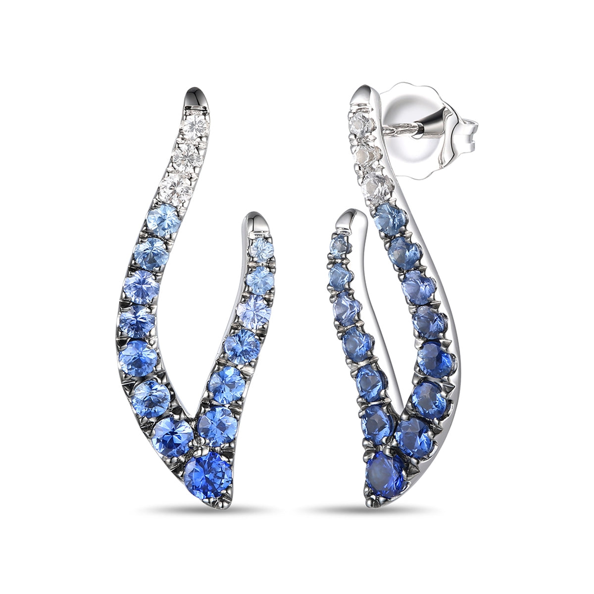 Le Vian Denim Ombre Blue & White Sapphire Earrings in 14K Vanilla Gold