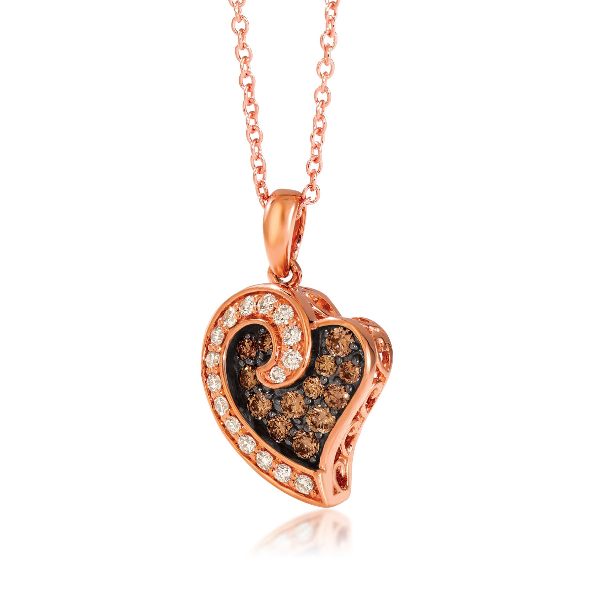 Le Vian 1/3 ct. tw. Chocolate & Vanilla Diamond Heart Pendant in 14K Strawberry Gold