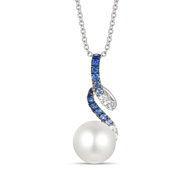 Le Vian Freshwater Vanilla Pearl & Denim Ombre Blue & White Sapphire Pendant in 14K Vanilla Gold