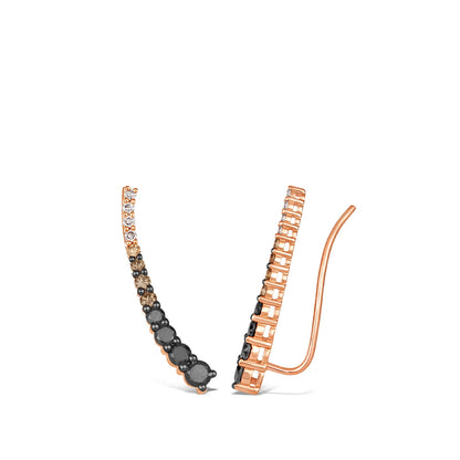 Le Vian 1 ct. tw. Blackberry, Chocolate & Nude Diamond Ombre Ear Crawlers in 14K Strawberry Gold front view