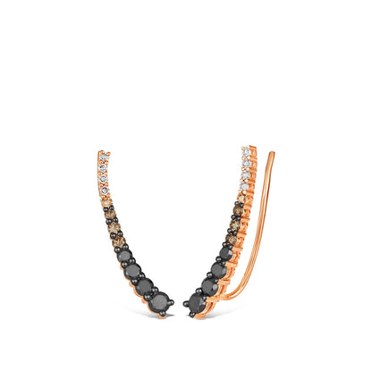 Le Vian 1 ct. tw. Blackberry, Chocolate & Nude Diamond Ombre Ear Crawlers in 14K Strawberry Gold
