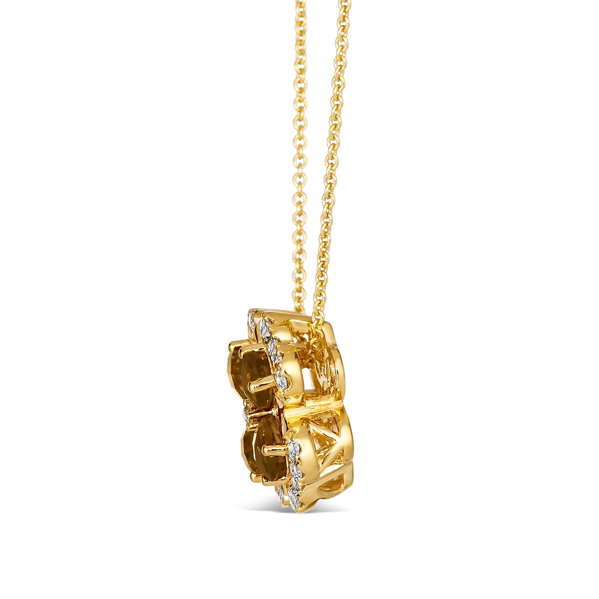Le Vian Pear Chocolate Quartz & 1/5 ct. tw. Nude Diamond Clover Pendant in 14K Honey Gold front view