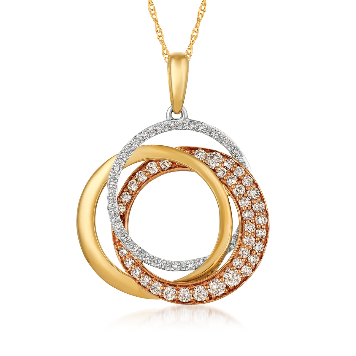 Le Vian 3/4 ct. tw. Vanilla Diamond Triple Circle Pendant in 14K Tri-Tone Gold