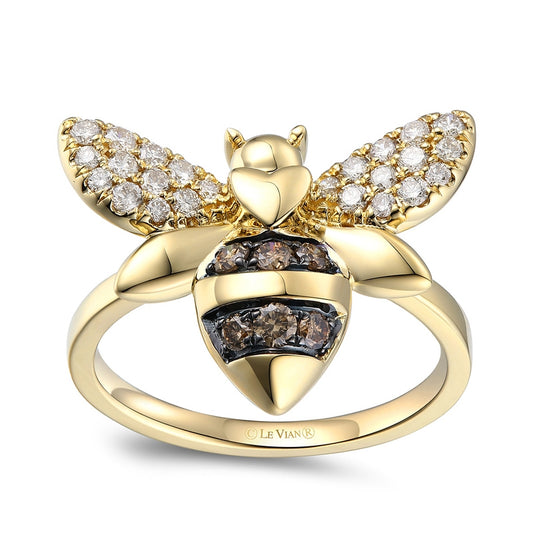 Le Vian 1/2 ct. tw. Nude & Chocolate Diamond Bee Ring in 14K Honey Gold