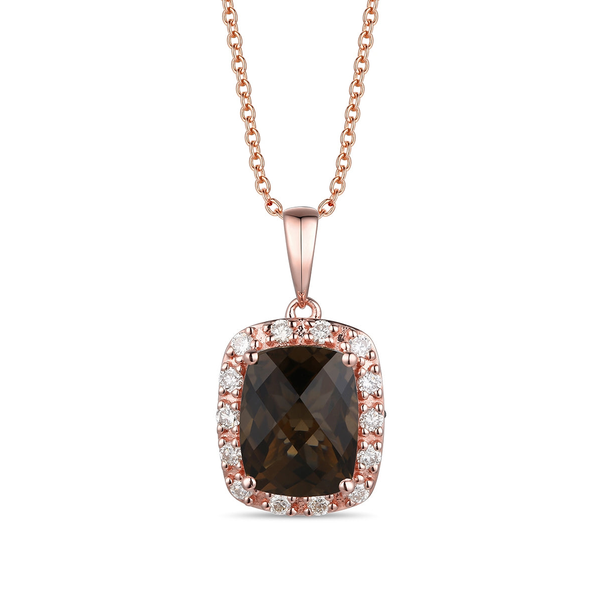 Le Vian Chocolate Quartz & 1/4 ct. tw. Vanilla Diamond Halo Pendant in 14K Strawberry Gold