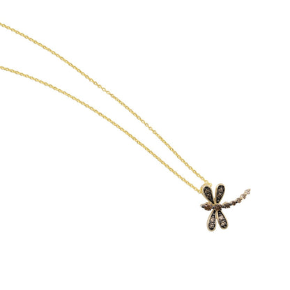 Le Vian 1/7 ct. tw. Chocolate, Nude & Vanilla Diamond Dragonfly Pendant in 14K Honey Gold front view