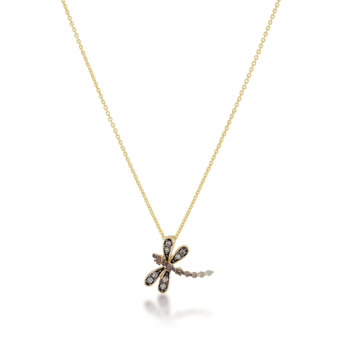 Le Vian 1/7 ct. tw. Chocolate, Nude & Vanilla Diamond Dragonfly Pendant in 14K Honey Gold