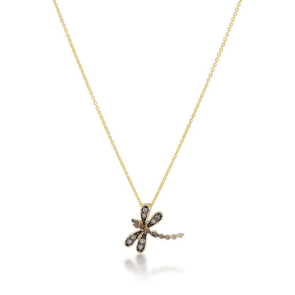 Le Vian 1/7 ct. tw. Chocolate, Nude & Vanilla Diamond Dragonfly Pendant in 14K Honey Gold