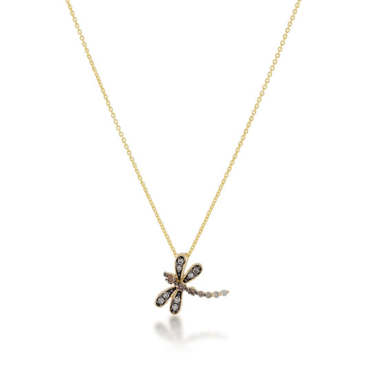 Le Vian 1/7 ct. tw. Chocolate, Nude & Vanilla Diamond Dragonfly Pendant in 14K Honey Gold