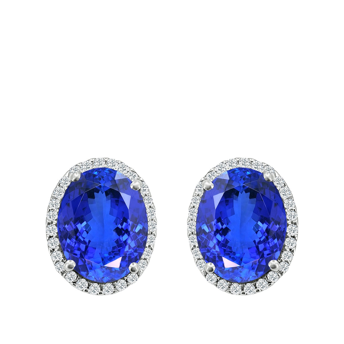 Oval Tanzanite & 1/5 ct. tw. Diamond Halo Earrings in 14K White Gold