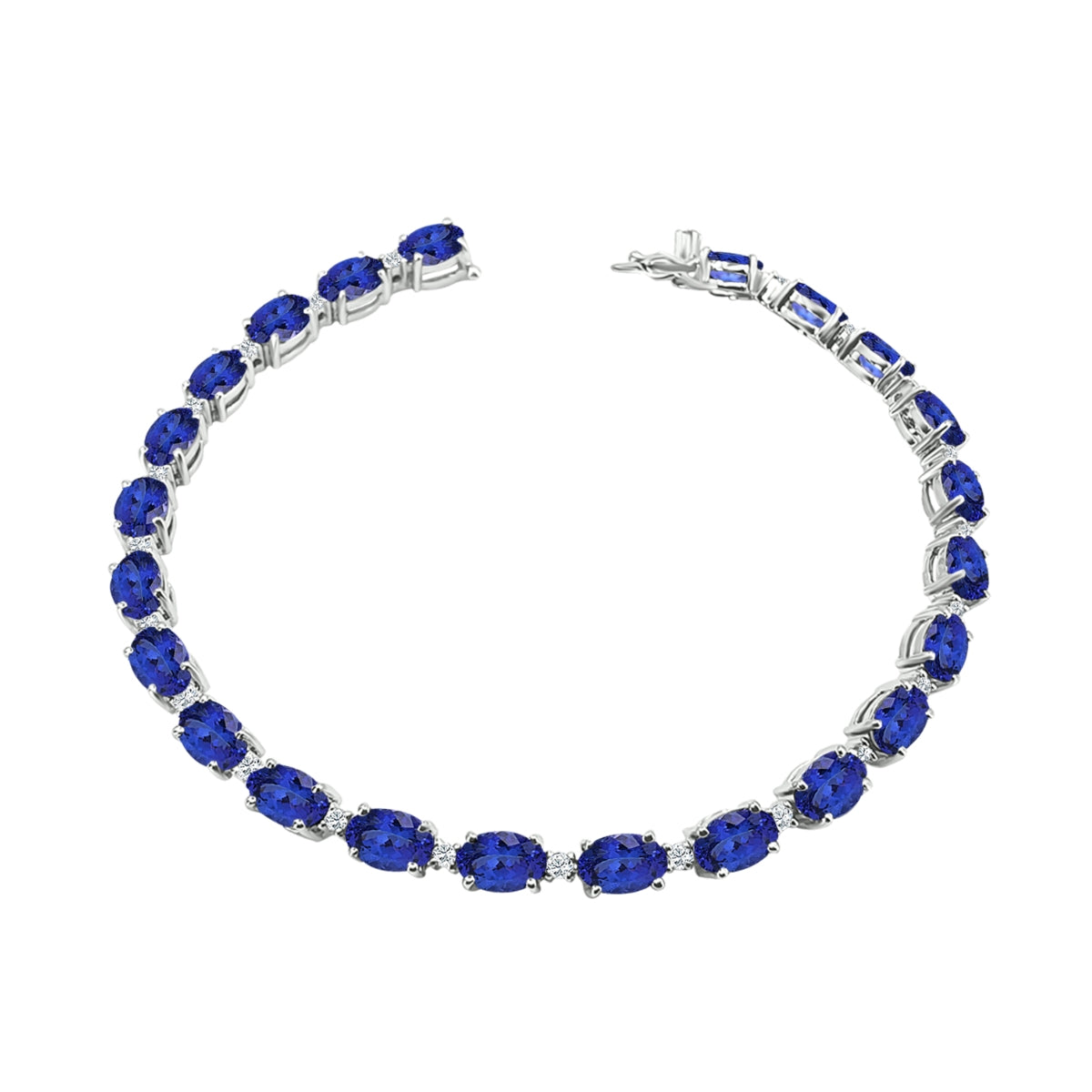 Oval Tanzanite & 3/8 ct. tw. Diamond Bracelet in 14K White Gold