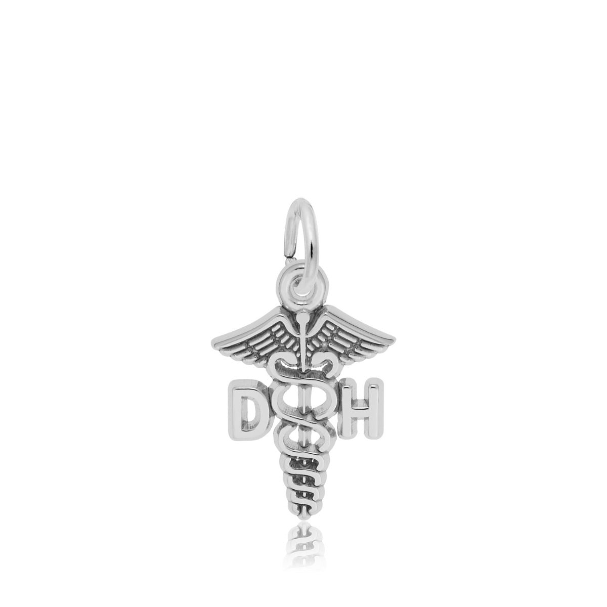 Dental Hygienist Caduceus Charm in Sterling Silver