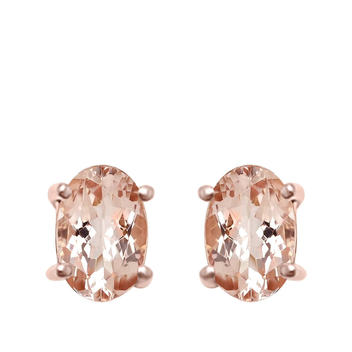 6mm x 8mm Oval Morganite Earrings in 14K Pink Gold