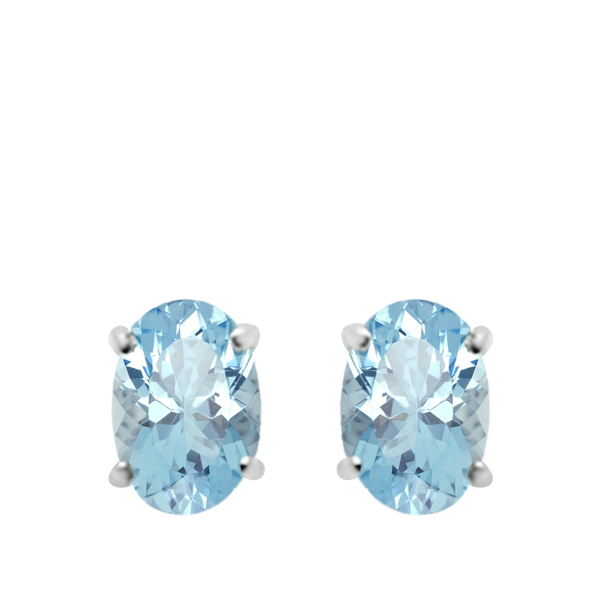 5mm x 7mm Oval Aquamarine Earrings in 14K White Gold