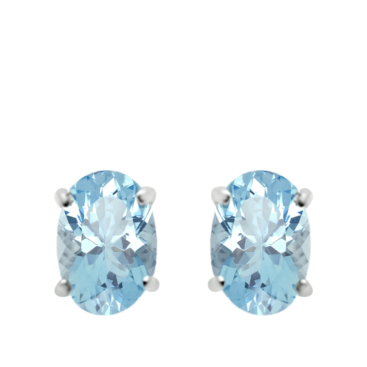 6mm x 8mm Oval Aquamarine Earrings in 14K White Gold