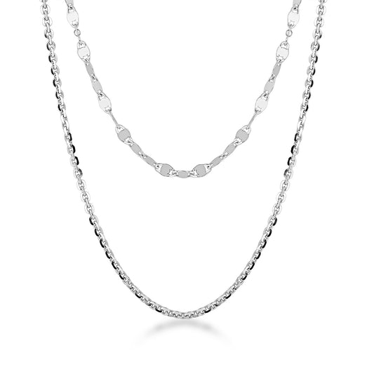 Double Layer Chain Necklace in Sterling Silver