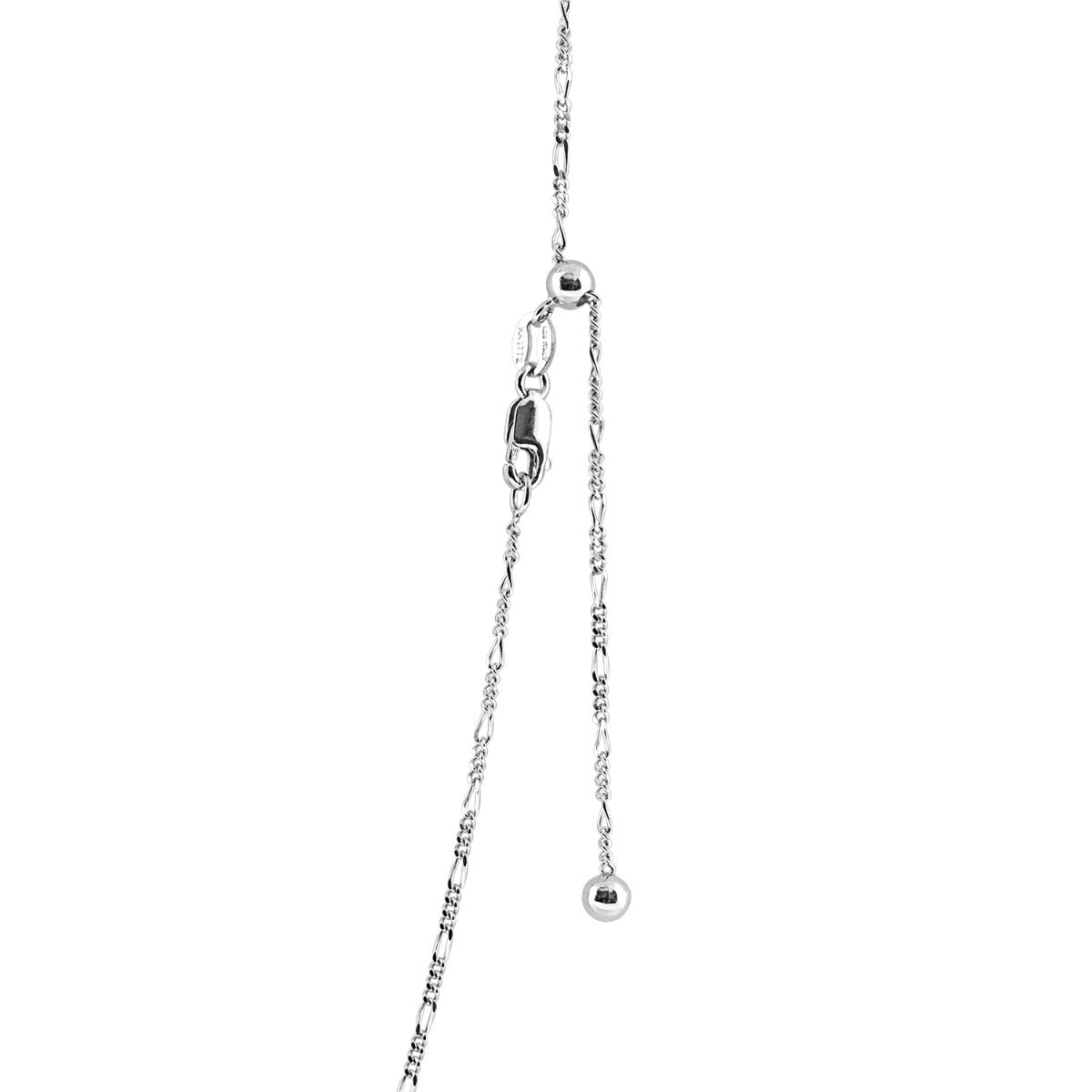 1.4mm 22-inch Adjustable Figaro Chain in Sterling Silver front view