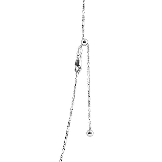 1.4mm 22-inch Adjustable Figaro Chain in Sterling Silver front view