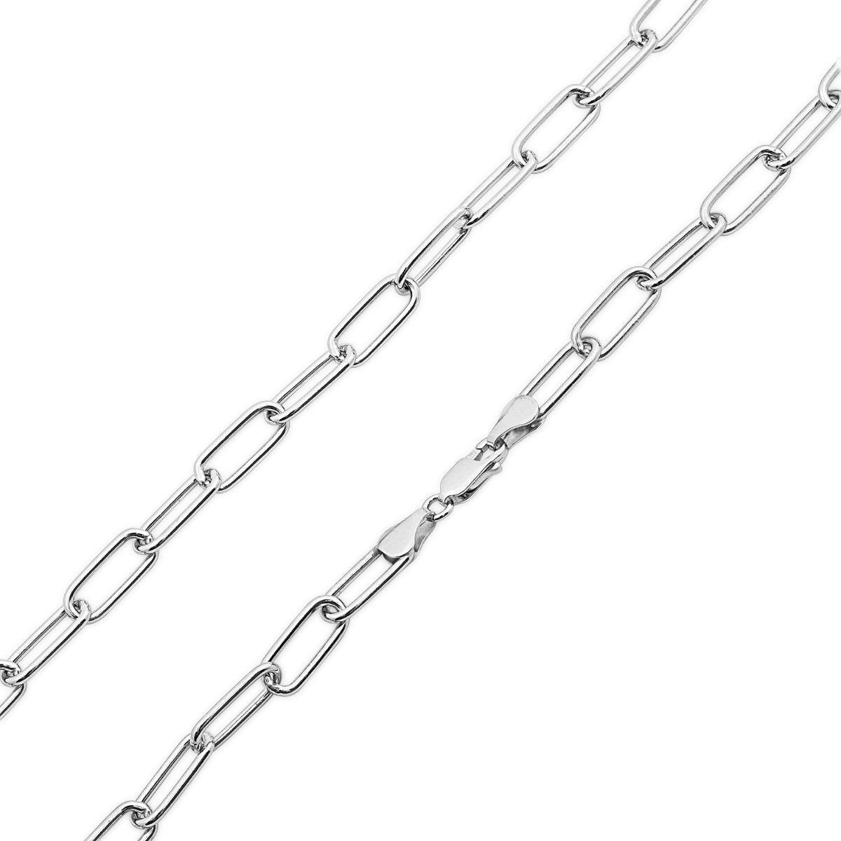 6mm 20-inch Paperclip Chain Necklace in Sterling Silver front view