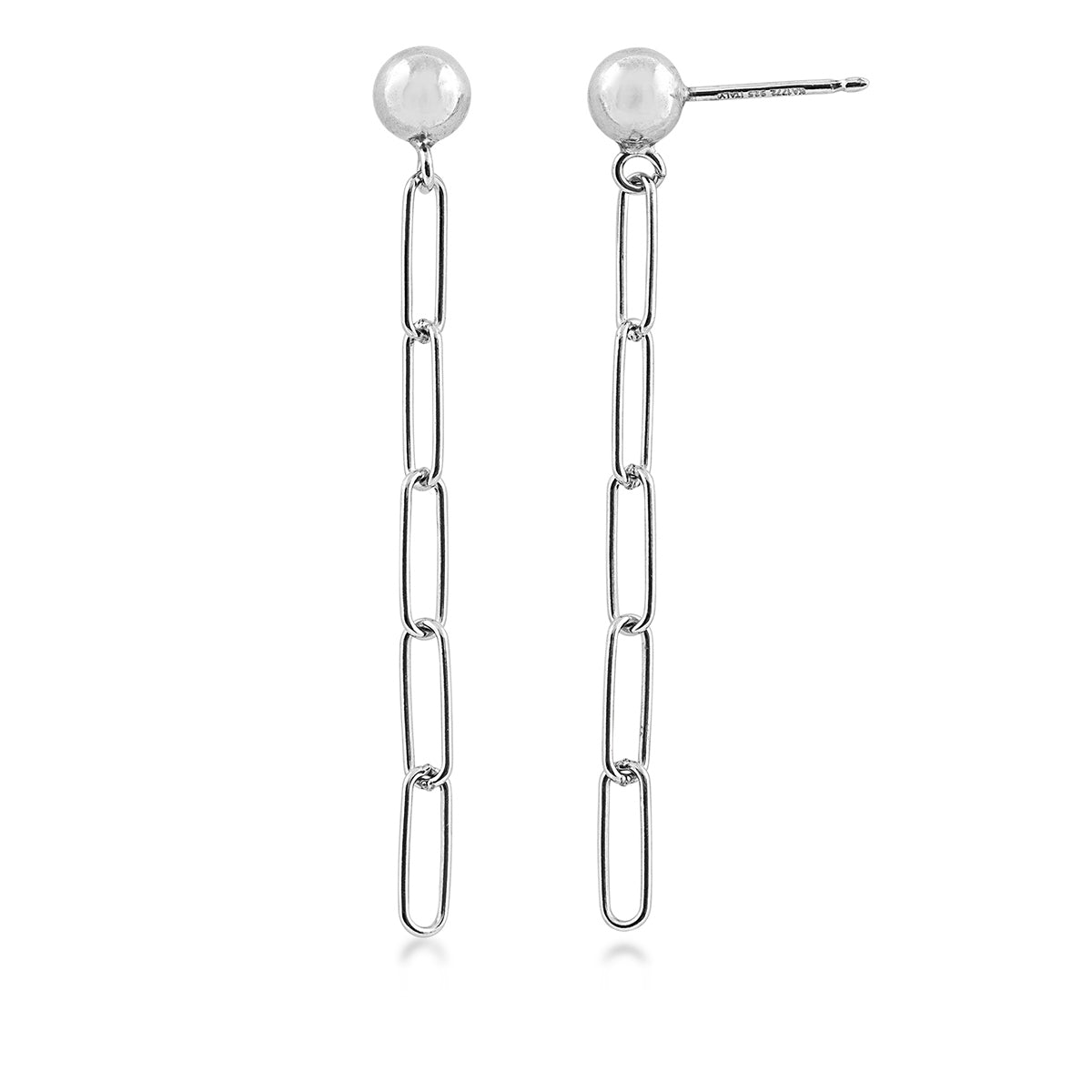 3.5mm 5-Link Paperclip Dangle Earrings in Sterling Silver