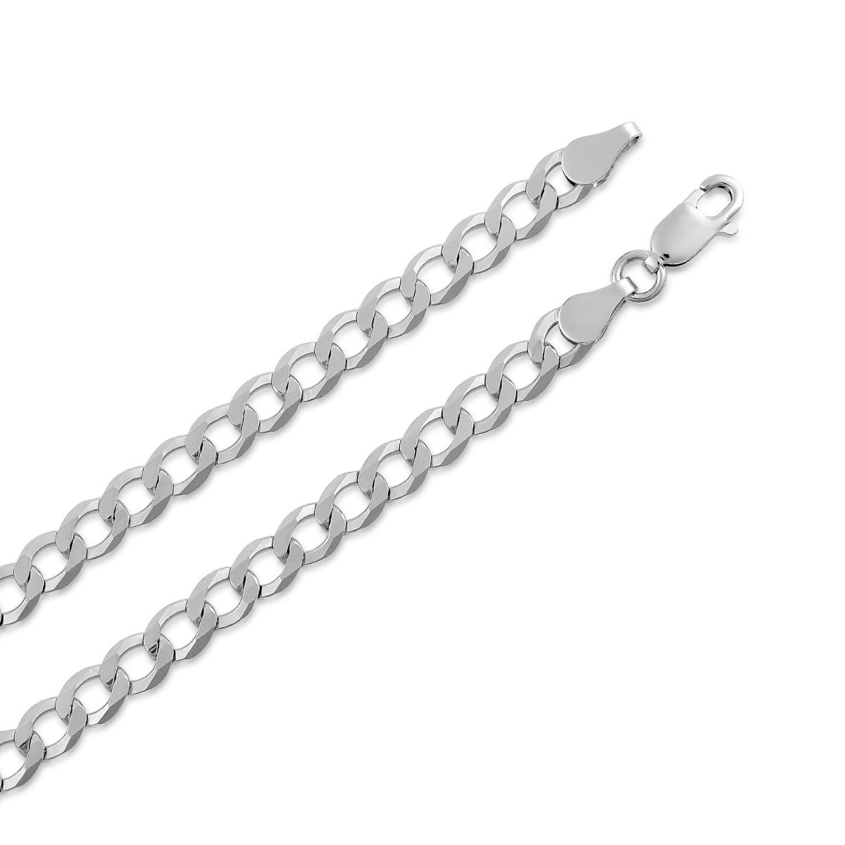 7mm 24-inch Curb Chain in Sterling Silver front view
