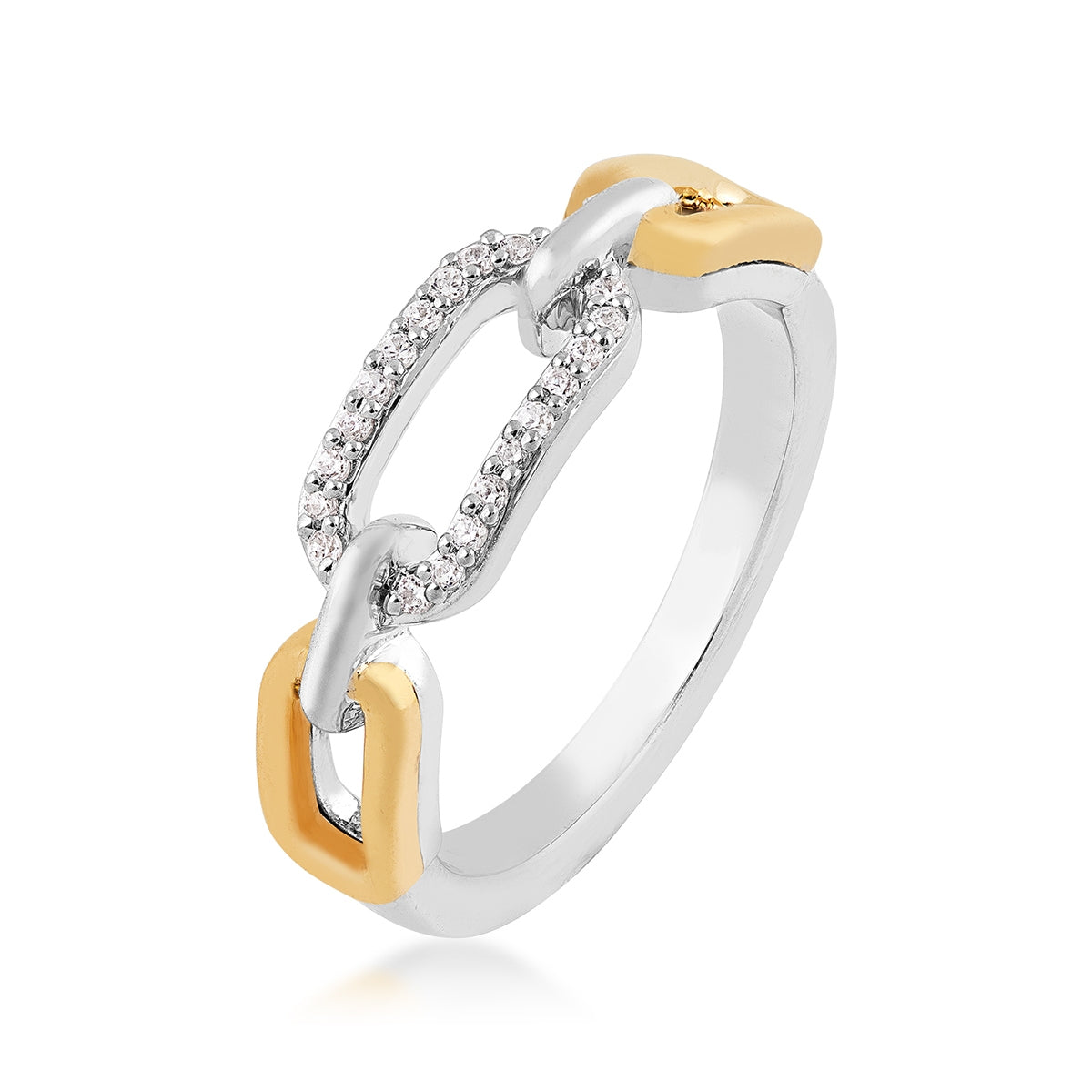 1/10 ct. tw. Diamond Paperclip Ring in Sterling Silver & 10K Yellow Gold front view
