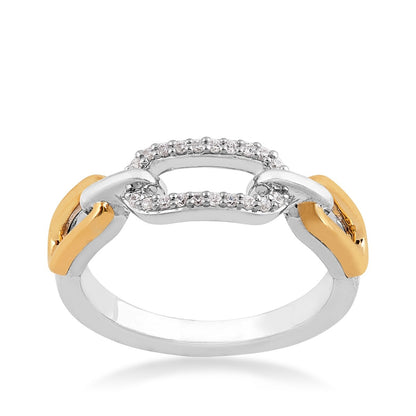 1/10 ct. tw. Diamond Paperclip Ring in Sterling Silver & 10K Yellow Gold