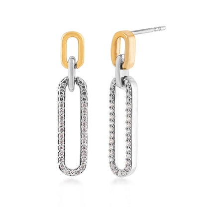 1/5 ct. tw. Diamond Paperclip Drop Earrings in Sterling Silver & 10K Yellow Gold