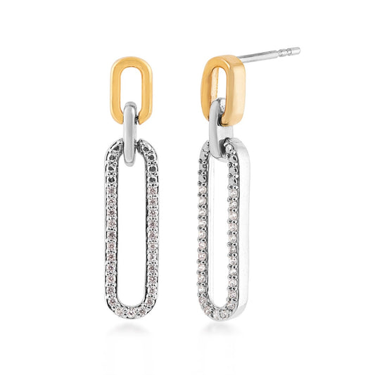 1/5 ct. tw. Diamond Paperclip Drop Earrings in Sterling Silver & 10K Yellow Gold